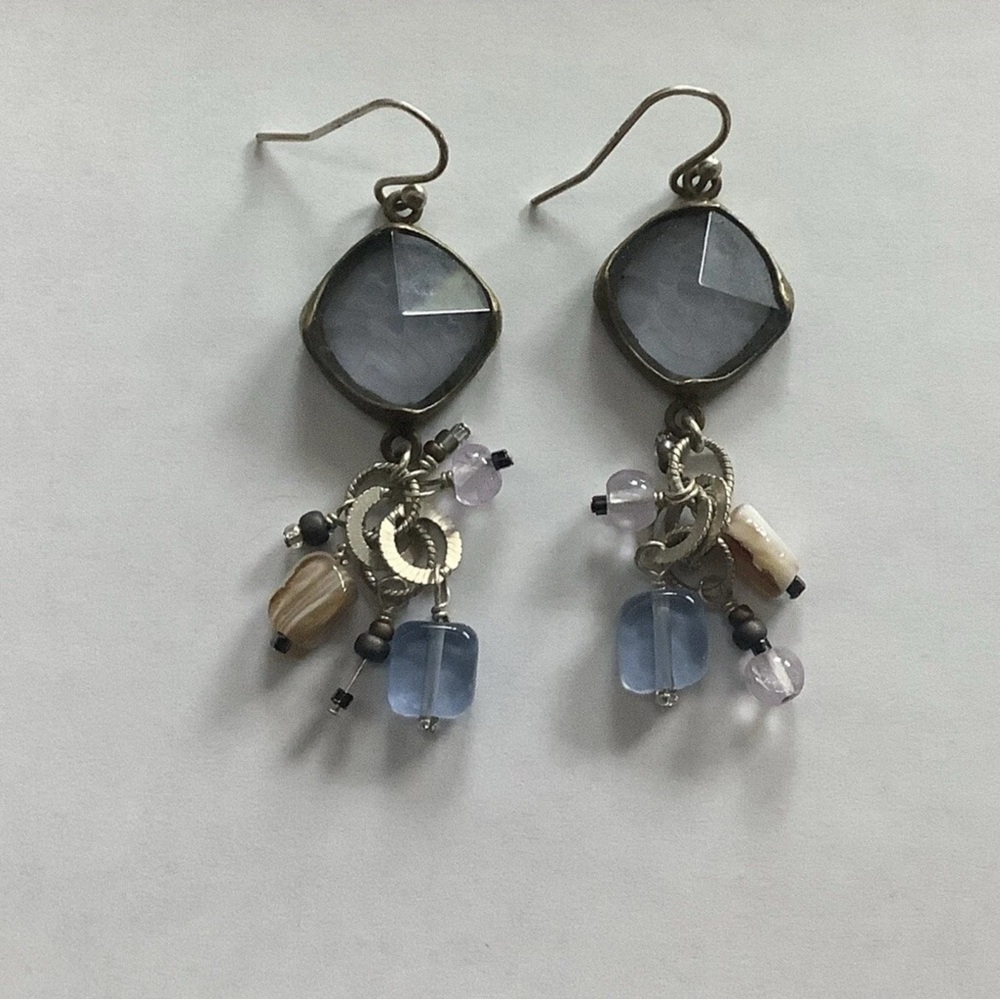 SILPADA Sterling silver amethyst frosted glass drop earrings w2247 new with box